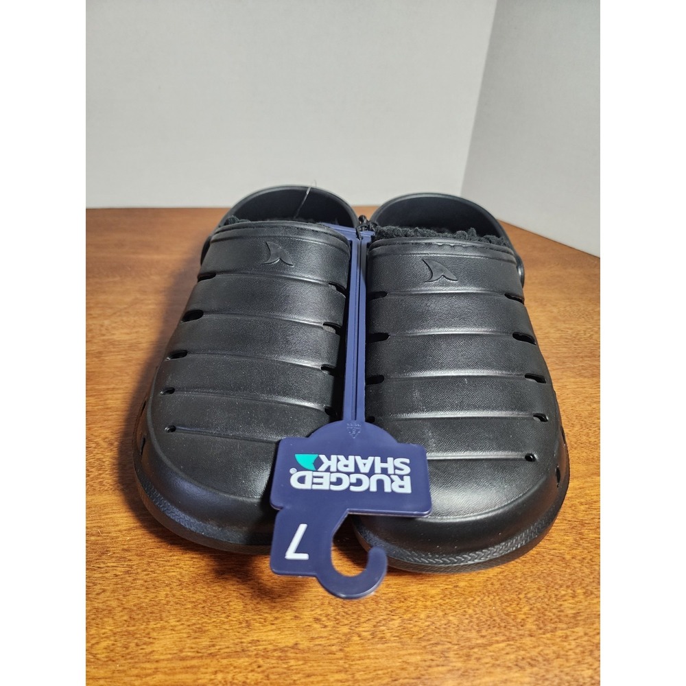 Rugged Shark Men's Slip-on Fabric Lined‎ EVA Clog Slippers Size 7 Black